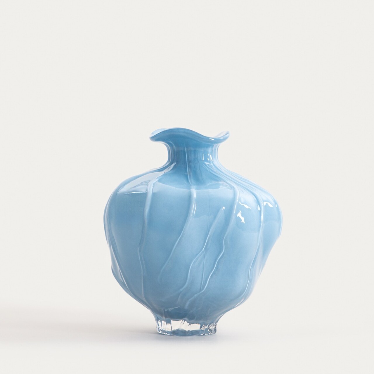 Vaza Coralia, Homla, 21x24 cm, sticla, albastru - imagine 5